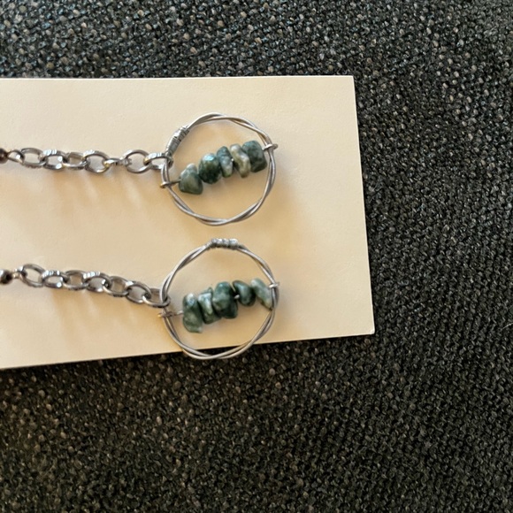 Handmade Guitar String and Moss Agate Earrings - NWT - Picture 3 of 4